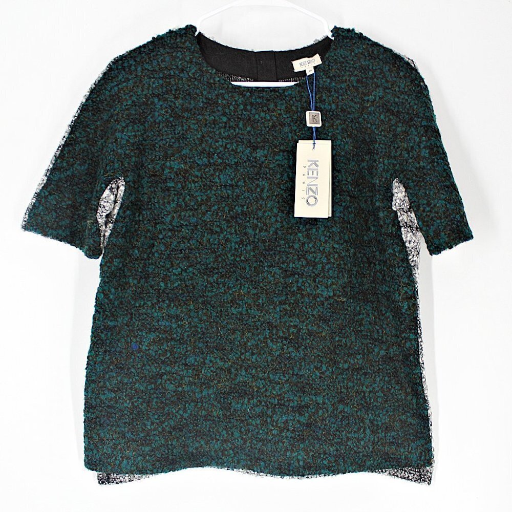 NEW Kenzo Paris Rare Short Sleeve Colorblock Sweater EU 36 US 4 CLOSING CLOSET